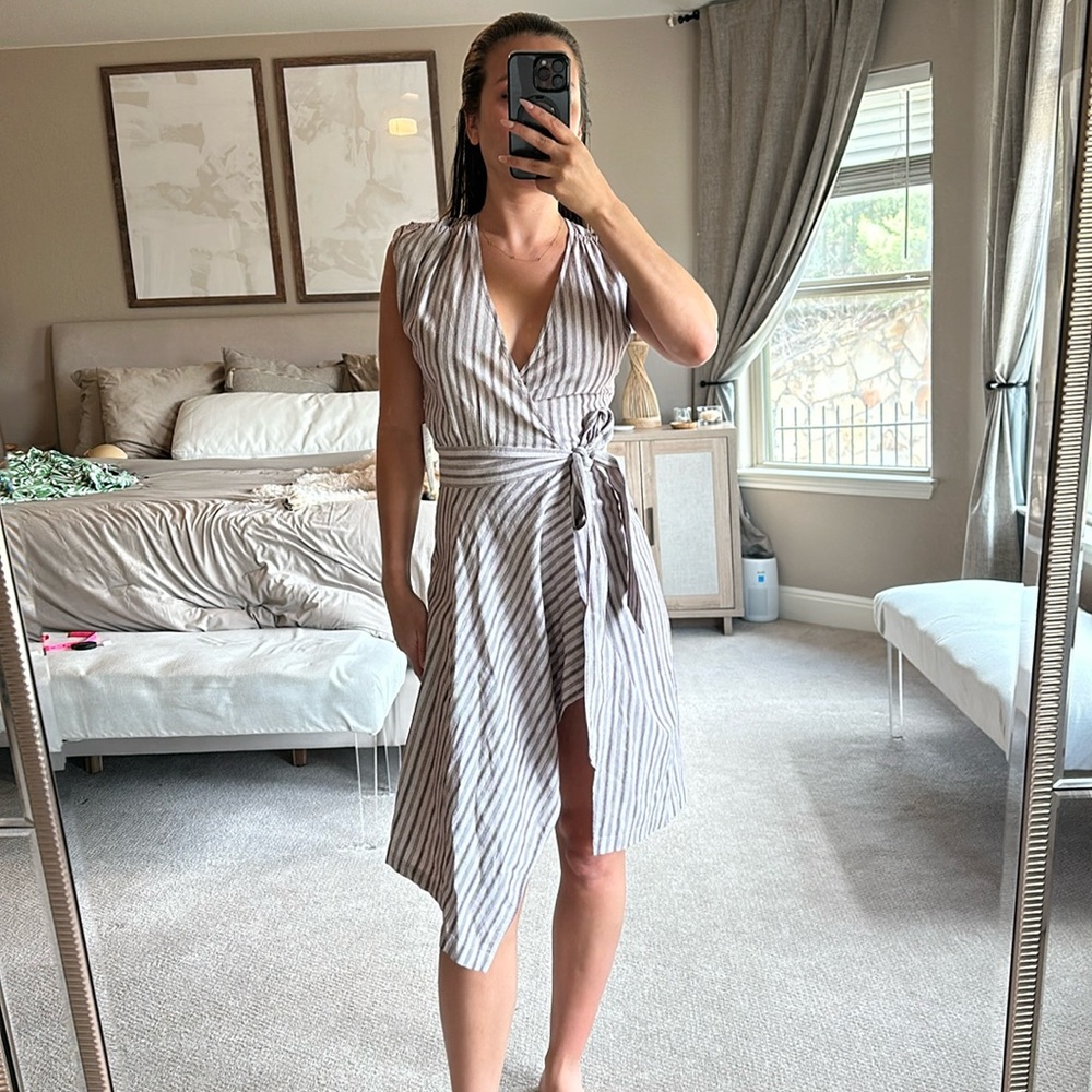 NWT Etica Stripped Wrap Dress